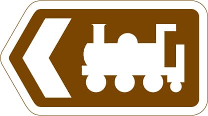 Direction to tourist attraction indicated by a symbol