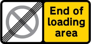 End of designated off-highway loading area in which waiting restriction apply