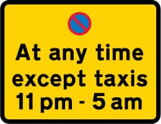 Continuous prohibition on waiting by vehicles with an exemption for taxis during the period indicated