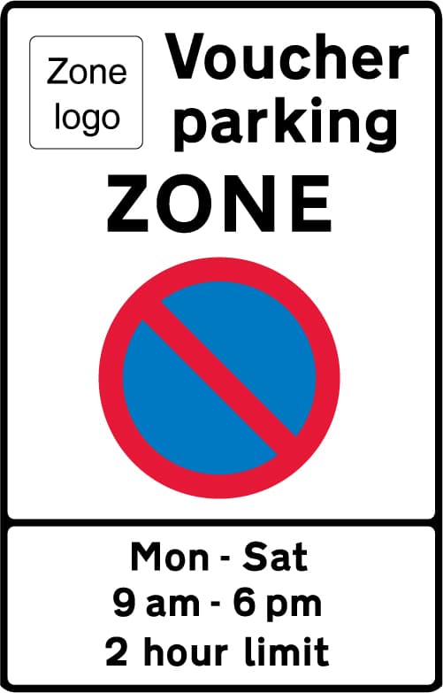 Entrance to voucher parking zone in operation during the period indicated