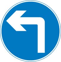 Vehicular traffic must turn ahead in the direction indicated by the arrow