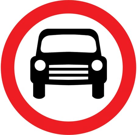 Motor vehicles except solo motor cycles prohibited