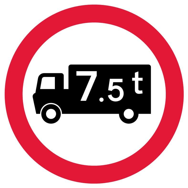 Goods vehicles exceeding a gross weight of 7.5T prohibited