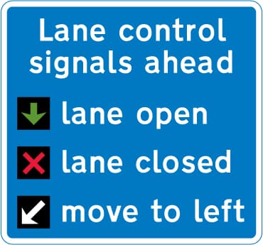 Lane control signals in operation on the road