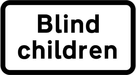 Blind children likely to cross road ahead