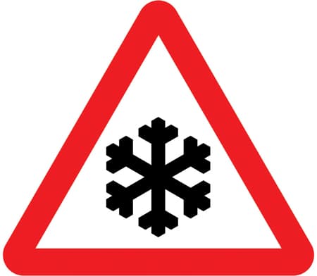 Risk of ice or packed snow ahead