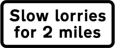 Distance over which slow moving vehicles likely to be encountered ahead