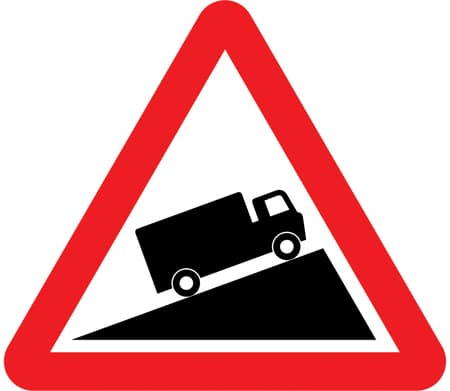 Slow moving vehicles likely on incline ahead